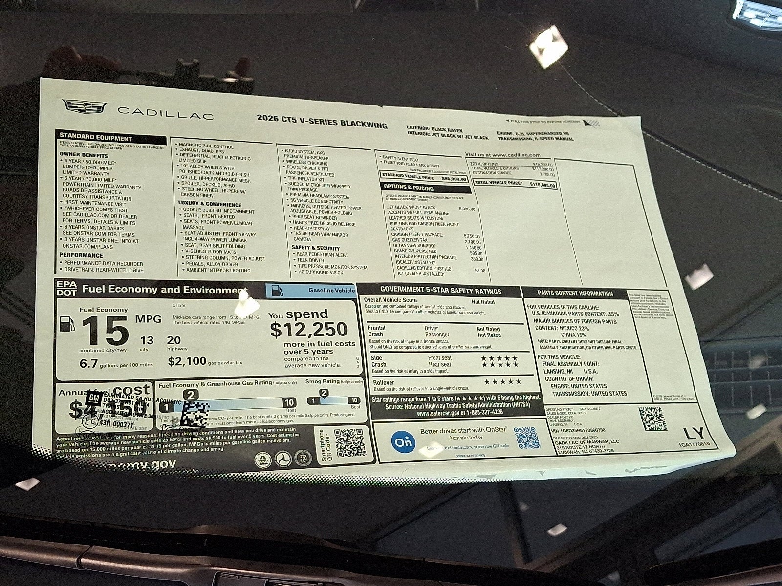 2026 Cadillac CT5-V V-Series Blackwing