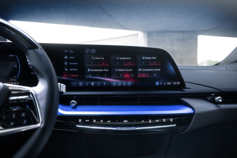 The 2026 OPTIQ-V Display Screen Displaying the V-Mode Settings | Cadillac of Mahwah in MAHWAH NJ